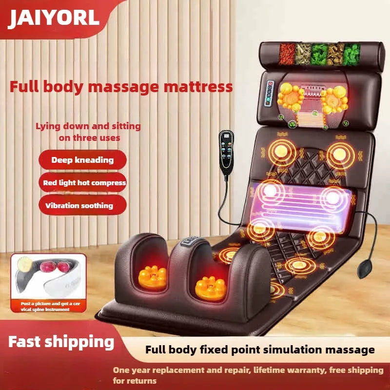 Full-Body Smart Folding Massage Mattress – 15-in-1 Relaxation with Heat, Airbags & Thai Stretching