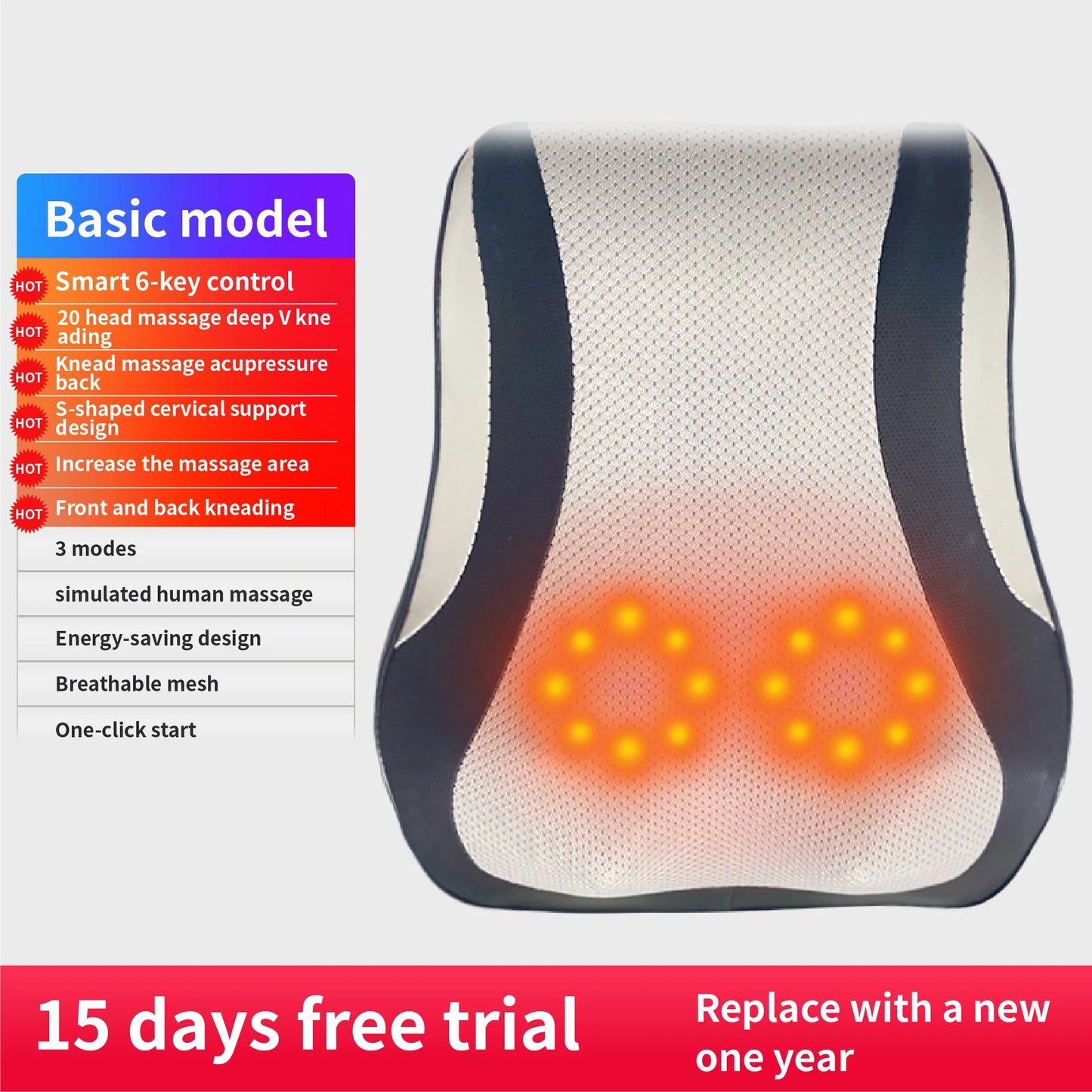 JAIYORL™ Multifunctional Vibration Massage Pillow – Full Body Relaxation